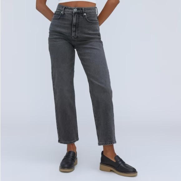 Everlane Denim - Everlane The 90’s Way High Jean Organic Cotton Jeans Washed Black Grey Rise